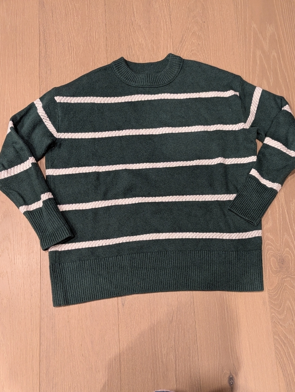 aerie Forest Green Striped Knit Sweater